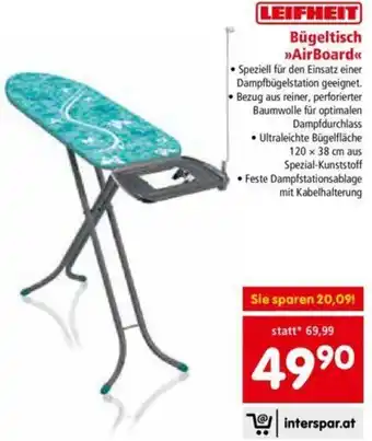 Interspar Leifheit Bügeltisch AirBoard Angebot