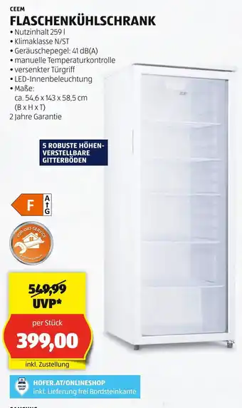 Hofer FLASCHENKÜHLSCHRANK Angebot