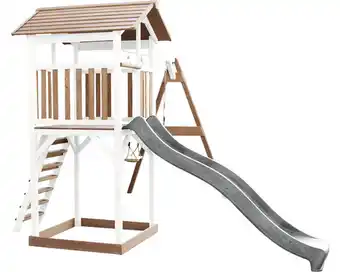 Hornbach Spielturm axi Beach Tower mit Doppelschaukel Holz braun weiß Rutsche grau Angebot