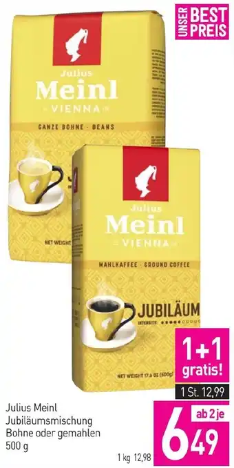 Sutterlüty Julius Meinl Jubiläumsmischung Bohne oder gemahlen Angebot
