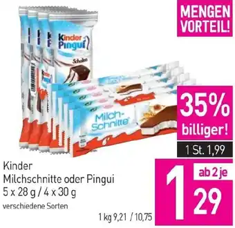 Sutterlüty Kinder Milchschnitte oder Pingui 5 x 28 g/4 x 30 g Angebot