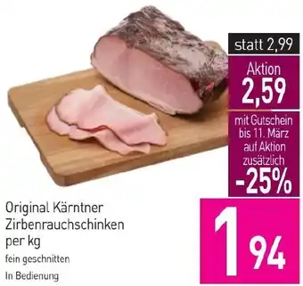 Sutterlüty Original Kärntner Zirbenrauchschinken per kg Angebot