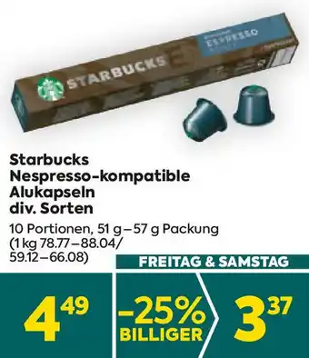 Billa Starbucks Nespresso-kompatible Alukapseln Angebot