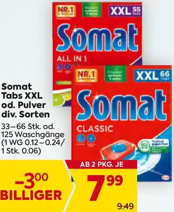 Billa Somat Tabs XXL od. Pulver div. Sorten Angebot