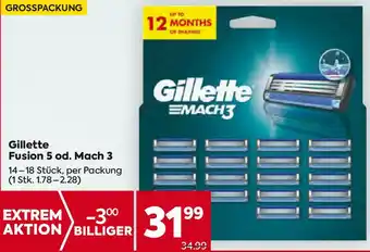 Billa Gillette Fusion 5 od. Mach 3 14-18 Stück, per Packung Angebot