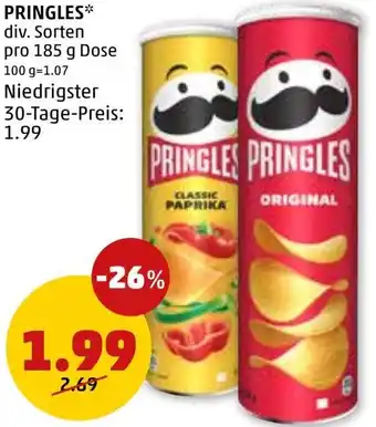 PENNY PRINGLES* div. Sorten pro 185 g Angebot
