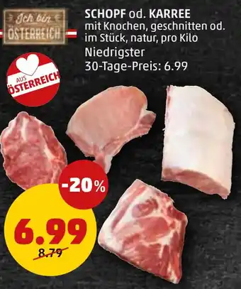 PENNY SCHOPF od. KARREE mit Knochen, geschnitten od. im Stück, natur, pro Kilo Angebot