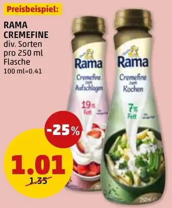 PENNY RAMA CREMEFINE div. Sorten pro 250 ml Flasche Angebot
