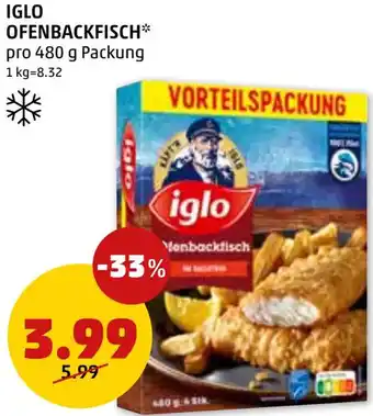 PENNY IGLO OFENBACKFISCH pro 480 g Packung Angebot
