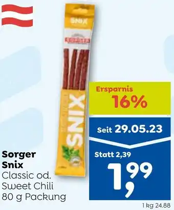 ADEG Sorger Snix Classic od. Sweet Chili 80 g Packung Angebot