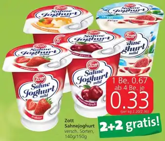 Spar Zott Sahnejoghurt 140g/150 g Angebot