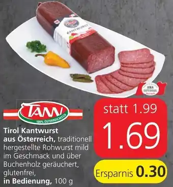 Spar Tirol Kantwurst Aus Österreich 100 g Angebot