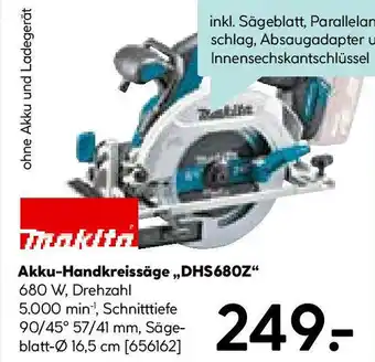 Hellweg Akku-Handkreissäge DHS680Z Angebot