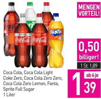 Sutterlüty Coca Cola, Coca Cola Light Coke Zero, Coca Cola Zero Zero, Coca Cola Zero Lemon, Fanta, Sprite Full Sugar 1 Liter Angebot