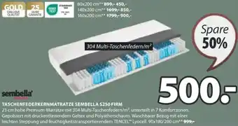 JYSK TASCHENFEDERKERNMATRATZE SEMBELLA S250 FIRM Angebot