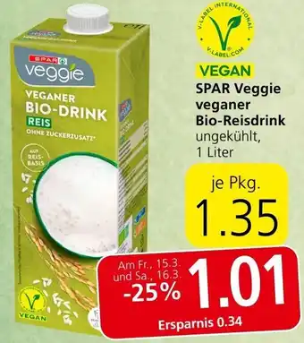 Spar SPAR Veggie veganer Bio-Reisdrink Angebot