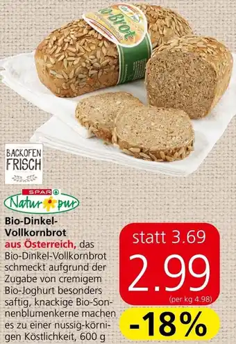 Spar Bio-Dinkel- Vollkornbrot Angebot