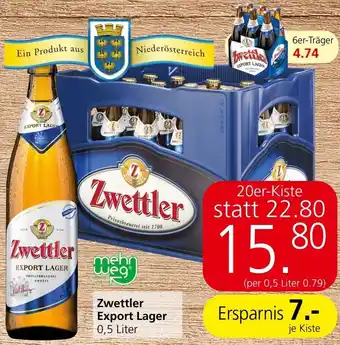 Spar Zwettler Export Lager 0,5 Liter Angebot
