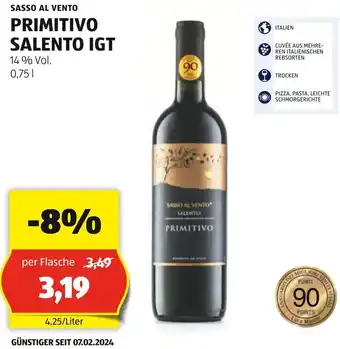 Hofer SASSO AL VENTO PRIMITIVO SALENTO IGT Angebot