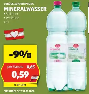 Hofer ZURÜCK ZUM URSPRUNG MINERALWASSER Angebot