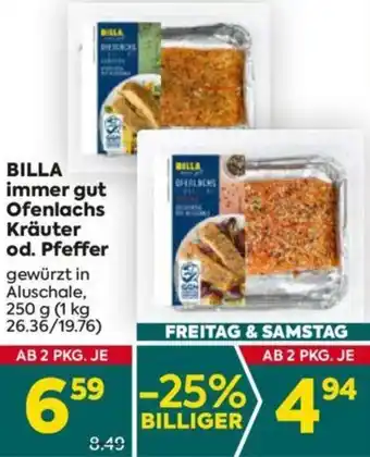 Billa BILLA immer gut Ofenlachs Kräuter od. Pfeffer Angebot