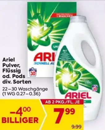 Billa Ariel Pulver, Flüssig od. Pods Angebot
