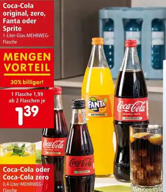 Interspar Coca-Cola original, zero, Fanta oder Sprite Angebot