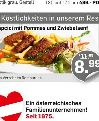 Möbel Ludwig Cevapcici mit Pommes und Zwiebelsenf Angebot