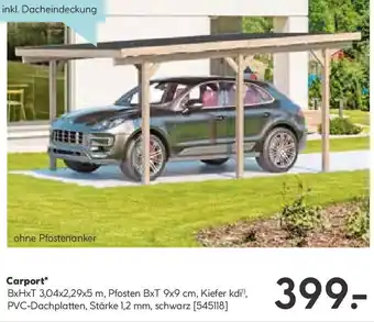 Hellweg Carport mit Abdeckung 3,04 x 2,29 x 5 m Angebot