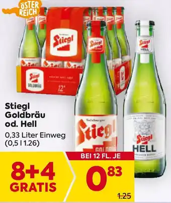 Billa Stiegl Goldbräu od. Hell 0,33 Liter Einweg ( Angebot