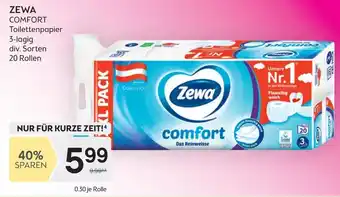 Bipa ZEWA COMFORT Toilettenpapier 3-lagig div. Sorten 20 Rollen Angebot