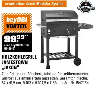 OBI HOLZKOHLEGRILL JAMESTOWN JAXON Angebot