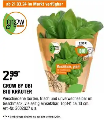 OBI GROW BY OBI BIO KRÄUTER Angebot