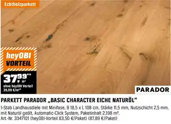 OBI PARKETT PARADOR BASIC CHARACTER EICHE NATURÖL Angebot