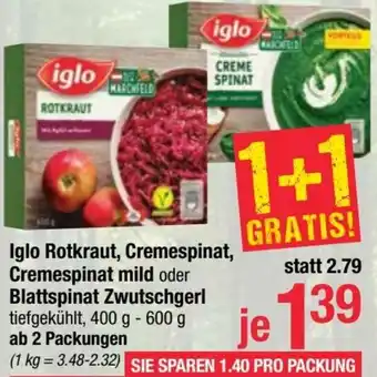 Maximarkt Iglo Rotkraut, Cremespinat, Cremespinat Mild Oder Blattspinat Zwutschgerl 400-600g Angebot