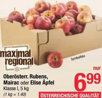 Maximarkt Oberösterr. Rubens, Mairac Oder Elise Äpfel 1,5 kg Angebot