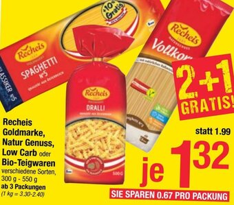 Maximarkt Recheis Goldmarke, Natur Genuss, Low Carb Oder Bio-Teigwaren Angebot