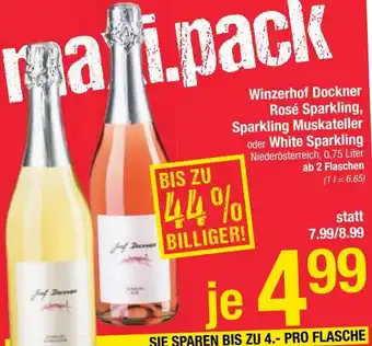 Maximarkt Winzerhof Dockner Rosé Sparkling, Sparkling Muskateller Oder White Sparkling Angebot