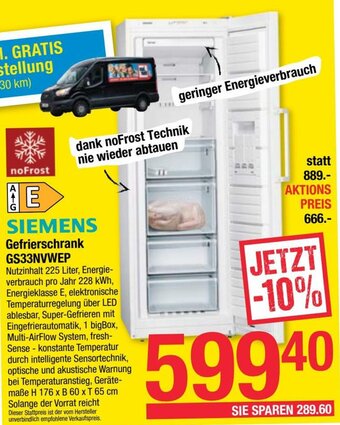 Maximarkt Gefrierschrank GS33NVWEP Angebot