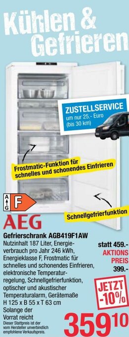 Maximarkt Gefrierschrank AGB419F1AW Angebot