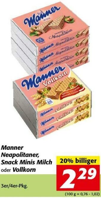 Nah&Frisch Manner Neapolitaner, Snack Minis Milch Oder Vollkorn Angebot