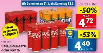 Lidl Cola, Cola Zero oder Fanta 8x 0,33 Liter Angebot