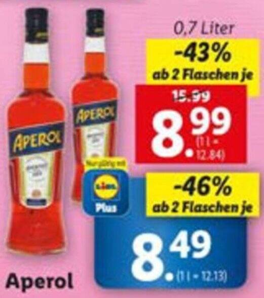 Aperol 0.7L Angebot bei Lidl