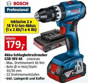 Bauhaus BOSCH Akku-Schlagbohrschrauber GSB 18V-45 Angebot