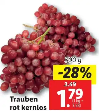 Lidl Trauben rot kernlos 500g Angebot