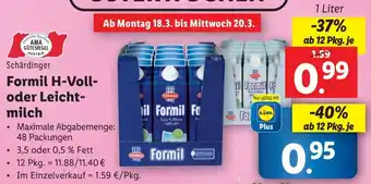 Lidl Formil H-Voll- oder Leichtmilch 1L Angebot