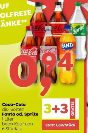 ADEG Coca-Cola diu. Sorten Fanta od. Sprite 1L Angebot