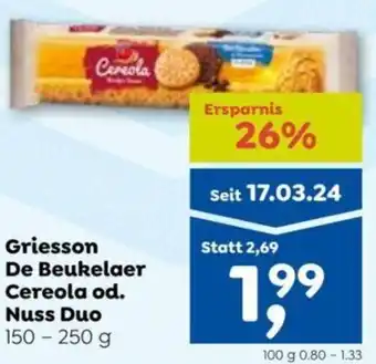 ADEG Griesson De Beukelaer Cereola od. Nuss Duo 150-250 g Angebot