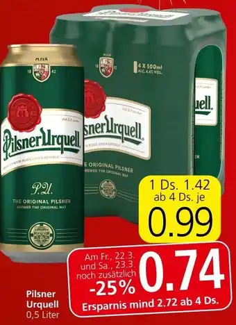 Spar Pilsner Urquell 0,5 Liter Angebot