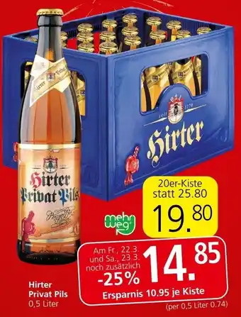 Spar Hirter Privat Pils 0,5 Liter Angebot